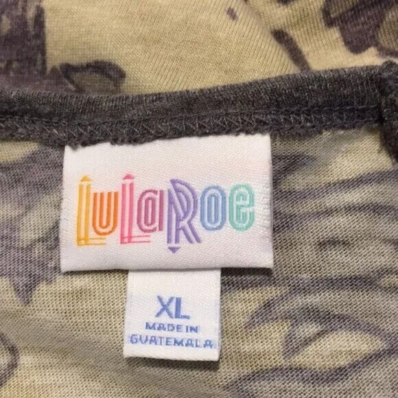 LuLaRoe Womens Floral 3/4 Sleeve Tee Top Purple & Cream XL - Picture 3 of 4